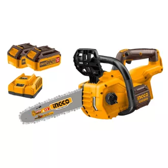   INGCO Akku-Kettensäge 300 mm bürstenlos 20 V (2 x 4,0 Ah Akku + Ladegerät)