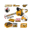 INGCO Akku-Kettensäge 400 mm bürstenlos 2 x 20 V (2 x 4,0 Ah Akku + Ladegerät)