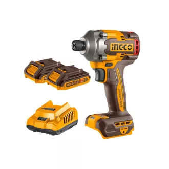   INGCO Akku-Schlagschrauber 1/4" 285 Nm bürstenlos 20 V (2 x 2,0 Ah Akku + Ladegerät)