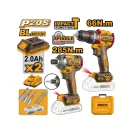 INGCO Akku Power Pack 20 V Schlagbohrschrauber 66 Nm + Schlagschrauber 1/4" 285 Nm (2 Akkus + Ladegerät)