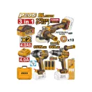 INGCO Akku-Power-Set 20 V Schlagbohrschrauber 96 Nm + Winkelschleifer 115 mm + Schlagschrauber 850 Nm