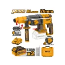 INGCO Akku Kombihammer 2,5 J SDS-Plus / bürstenlos, Schnellwechsel / 20 V (2 x 4,0 Ah Akku + Ladegerät)