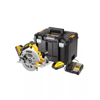  DEWALT Akku Kreissäge 18 V ohne Bürsten 184 mm (2 x 5,0 Ah Power Stack Akku + Ladegerät + TSTAK)