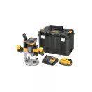DEWALT Akku-Oberfräse 18 V 12 mm (2 x 5,0 Ah Power Stack Akku + Ladegerät + TSTAK)