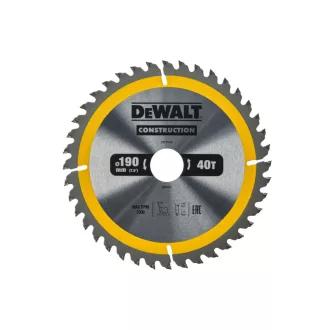   DEWALT CONSTRUCTION Kreissägeblatt gezahnt für Holz 190 x 30 x 2,6 mm / 40 Zähne