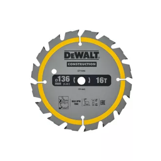   DEWALT CONSTRUCTION Sägeblatt für genageltes Holz 136 x 10 x 1,86 mm / 16 Zähne
