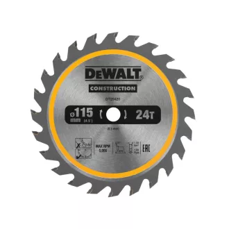   DEWALT CONSTRUCTION Sägeblatt für genageltes Holz 115 x 9,5 x 1,5 mm / 24 Zähne
