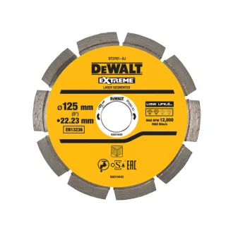   DEWALT Diamanttrennscheibe für harte Materialien 125 x 2,0 x 7,5 x 22,2 mm segmentiert