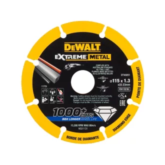   DEWALT EXTREME METAL Diamanttrennscheibe für Metall 115 x 1,3 x 22,2 mm (Metall/Alu/Inox)