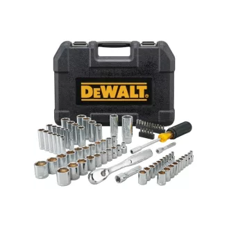   DEWALT Steckschlüsselsatz 84-teilig kurz/lang, metrisch/Zoll 1/4" + 3/8"