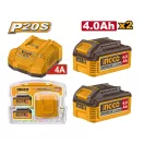 INGCO Akku und Ladegerät Set 20 V (2 x 4,0 Ah Akku + 4,0 A Ladegerät)