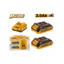 INGCO Akku- und Ladegerät-Set 20 V (2 x 2,0 Ah Akku + 2,0 A Ladegerät)