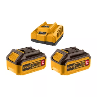   INGCO Akku- und Ladegerät-Set 20 V (2 x 5,0 Ah Akku + 4,0 A Ladegerät)