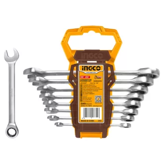 INGCO Ratschen-Ringschlüssel-Satz 8-teilig 8-19 mm CrV