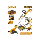 INGCO Akku-Gartengeräte-Set Rasenmäher + Motorsense + Rasenkantenschneider 20 V (3 Akkus + 2 Ladegeräte)