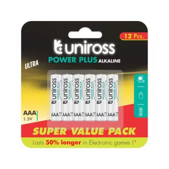   UNIROSS VALUE AAA/Micro langlebige Alkalibatterie 1,5 V (12 Stück)