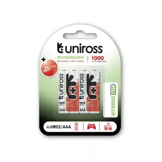 UNIROSS AAA/Micro-Batterie 1,2 V 1000 mAh (4 Stück)