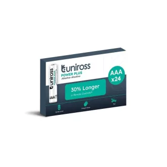   UNIROSS AAA/Micro langlebige Alkalibatterie 1,5 V (24 Stück)