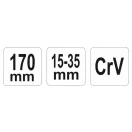 YATO Verstellbarer Stehbolzenschlüssel 15-35 mm / 170 mm CrV