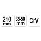 YATO Verstellbarer Stehbolzenschlüssel 35-50 mm / 210 mm CrV
