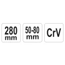 YATO Verstellbarer Stehbolzenschlüssel 50-80 mm / 280 mm CrV