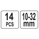 YATO Schraubenschlüssel-Set mit Stern- und Gabelschlüssel, 14-teilig, 10-32 mm