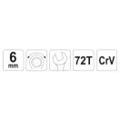 YATO Ratschenring-Gabelschlüssel 6 mm / 120 mm 72T CrV