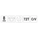 YATO Gabel-Ringschlüssel mit Ratsche 8 mm / 141 mm 72T CrV