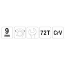 YATO Ratschen-Ringschlüssel 9 mm / 151 mm 72T CrV