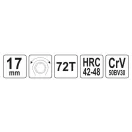 YATO Ratschen-Sternschlüssel 17 mm / 225 mm CrV