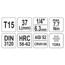 YATO Bit-Steckschlüssel Torx 1/4" T15 CrV