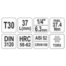 YATO Bit-Steckschlüssel Torx 1/4" T30 CrV
