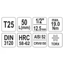 YATO Bit-Steckschlüssel Torx 1/2" T25 CrV