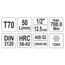 YATO Bit-Steckschlüssel Torx 1/2" T70 CrV
