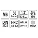 YATO Bit-Steckschlüssel Spline 1/2" M6 CrV