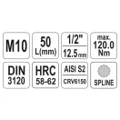 YATO Bit-Steckschlüssel Spline 1/2" M10 CrV