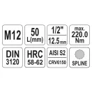 YATO Bit-Steckschlüssel Spline 1/2" M12 CrV