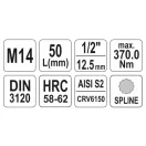YATO Bit-Steckschlüssel Spline 1/2" M14 CrV