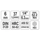 YATO Bit-Steckschlüssel Inbus 1/4" 6 mm CrV