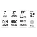 YATO Bit-Steckschlüssel Inbus 1/4" 7 mm CrV