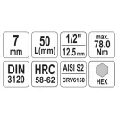 YATO Bit-Steckschlüssel Inbus 1/2" 7 mm CrV