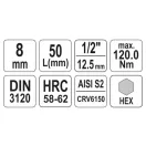 YATO Bit-Steckschlüssel Inbus 1/2" 8 mm CrV