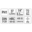 YATO Bit-Steckschlüssel Phillips 1/4" PH1 CrV