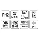 YATO Bit-Steckschlüssel Phillips 1/4" PH2 CrV