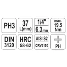YATO Bit-Steckschlüssel Phillips 1/4" PH3 CrV