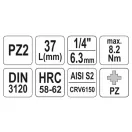 YATO Bit-Steckschlüssel Pozidriv 1/4" PZ2 CrV