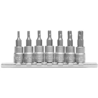   YATO Bit-Stecknuss-Set, 7-teilig, Loch 5-Zack, Torx 1/4 Zoll T10-T40 CrV