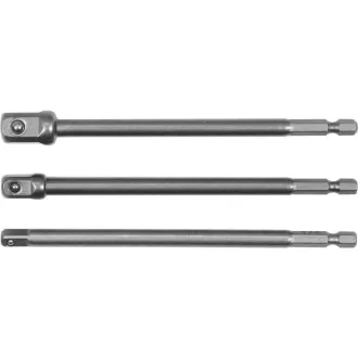   YATO Steckschlüssel-Adaptersatz 3-teilig 1/4" Sechskant -> 1/4", 3/8", 1/2" Vierkant CrV