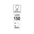YATO Bithalter 150 mm 1/4" magnetisch