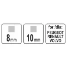YATO Ölablassschlüssel 8 x 10 mm (Peugeot, Renault, Volvo)